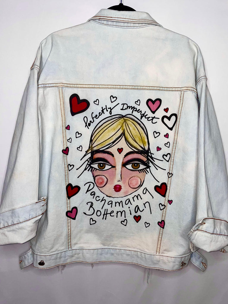 Perfectly Imperfect Face Love Denim Jacket