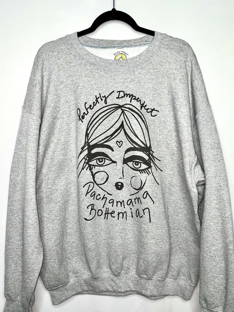 Perfectly Imperfect Face Gray Love Sweatshirt