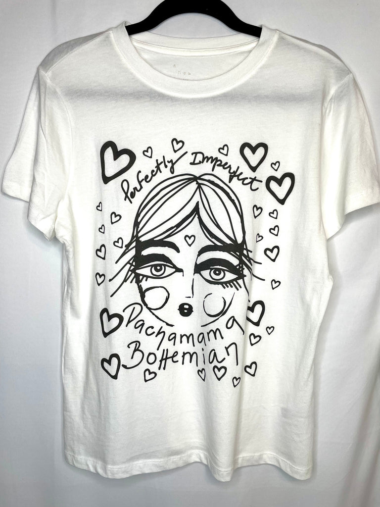 Perfectly Imperfect Face Love black and white T-Shirt