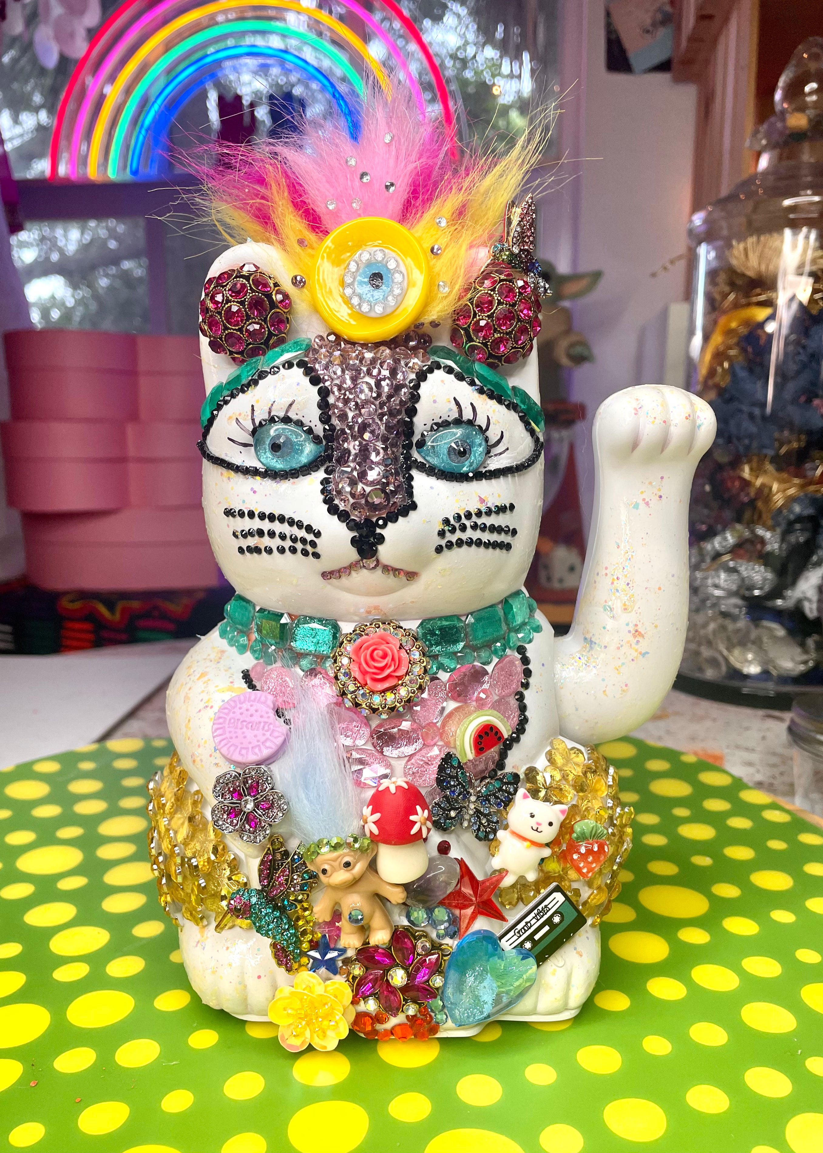 Bedazzled Maneki Nekos Lucky Cat Rocker Troll | Pachamama Bohemian