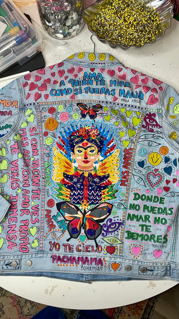 Hand painted Frida Magia oversized Jacket
