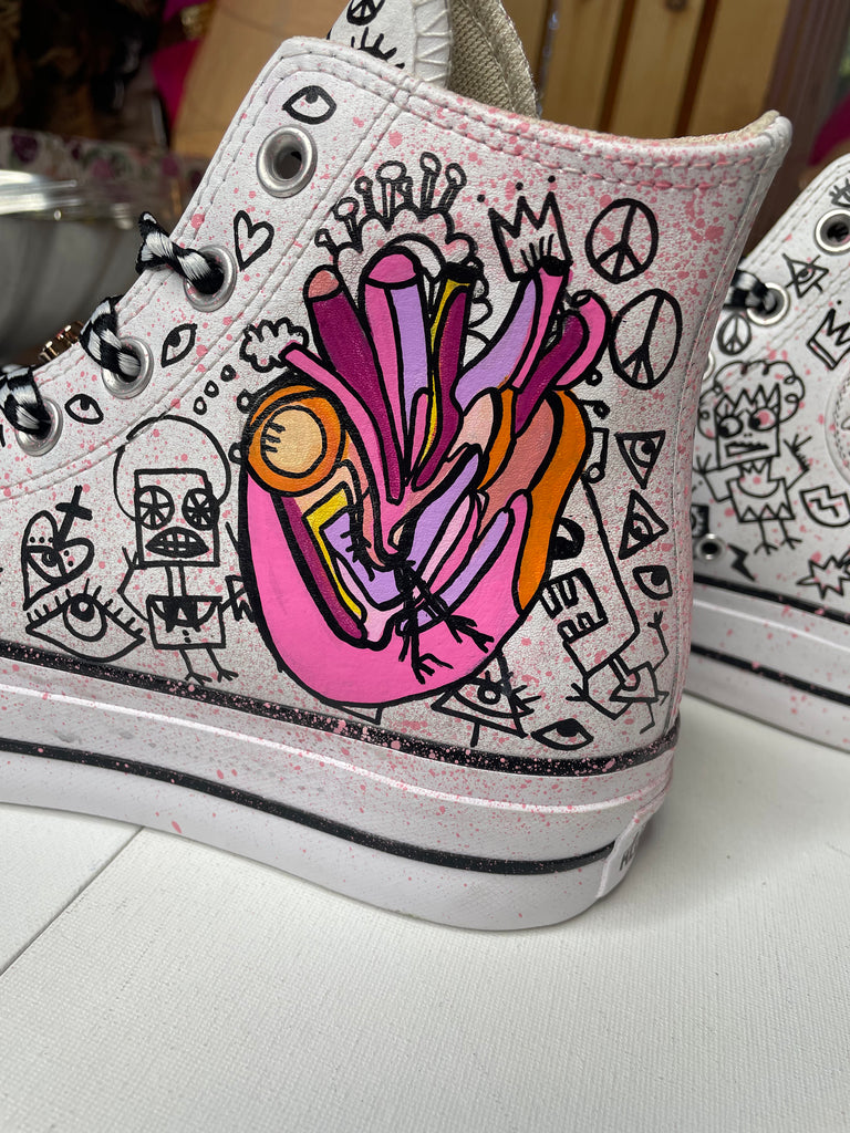 Anatomical Doodles Converse hight top leather sneakers
