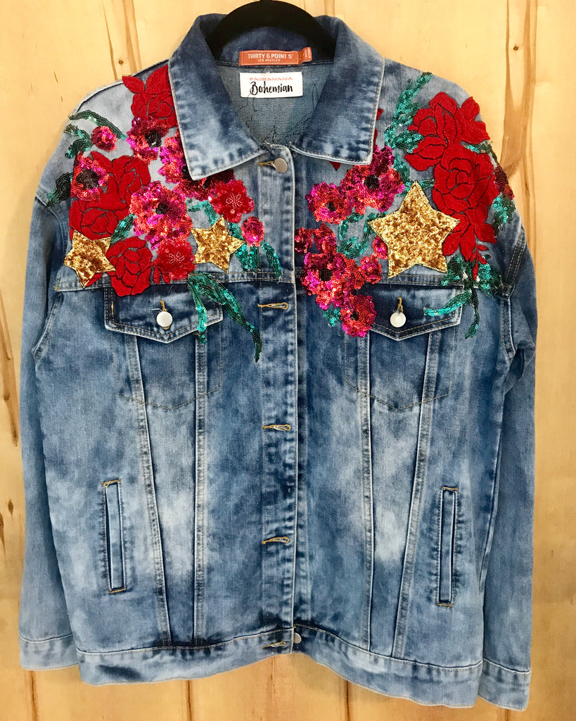 Angels Blessing Mother MARY Denim Jacket. OVERSIZED FIT