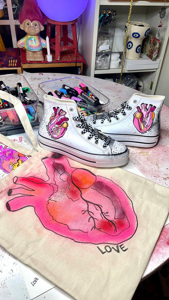 Anatomical heart Converse hight top leather sneakers